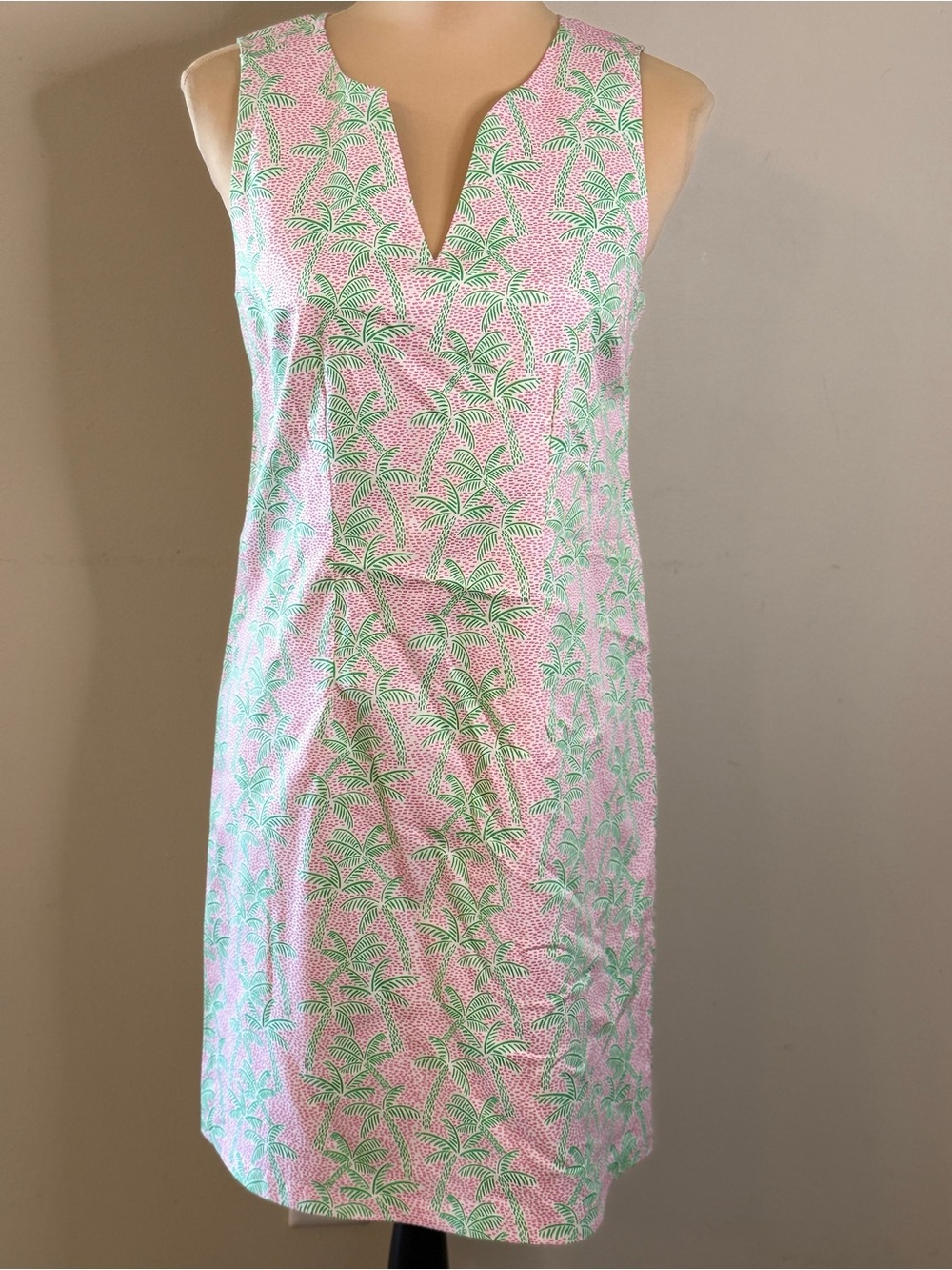 C&C California midi sheath dress tropical palm tree polka dot SZ 4